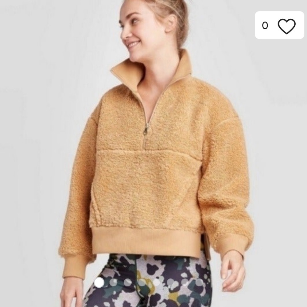 Joy Lab Cappuccino Sherpa Half Zip Pullover